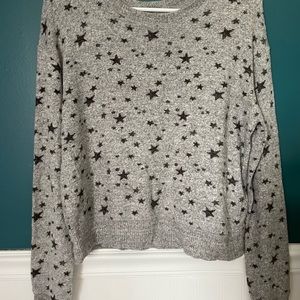 Hollister! grey and black star sweater/thicker long sleeve